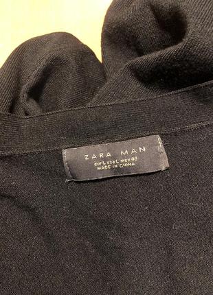 Черный кардиган zara man тонкий на пуговицах вискоза хлопок кофта5 фото