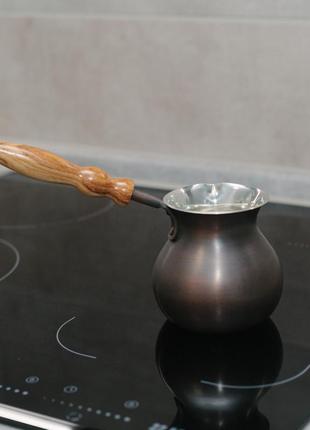 Турка-джезва для кави мідна класика 300мл (патина) zh3 фото