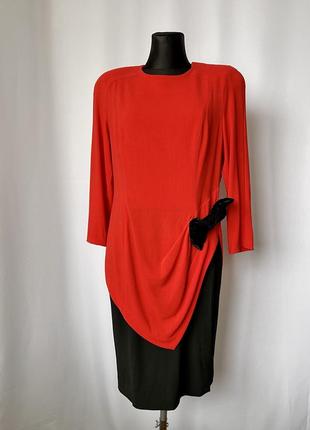 Винтажное платье 80е michael strum красное чёрное с подплечиками винтаж из 80х