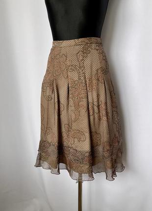 Joseph janard юбка шелк в складку y2k коричневая в горошек шелковая шёлк