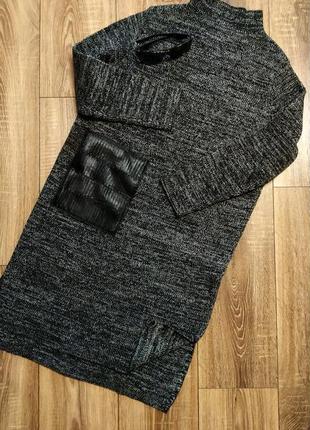Шикарное платье-свитер под горло из плотного вязаного трикотажа