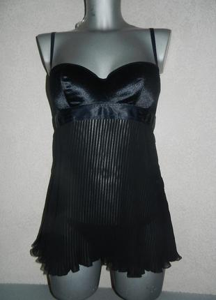 Xs/36 англія! шифоновий пліссерований пеньюар + стринги новий