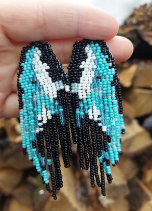 Сережки з бісеру " кити"