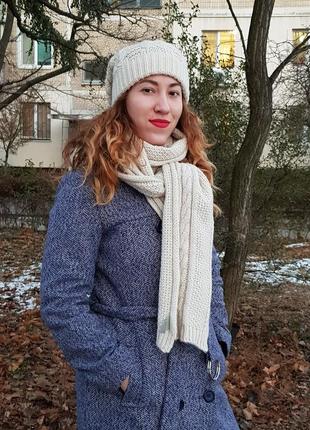 Комплект вязанные шарф и шапка