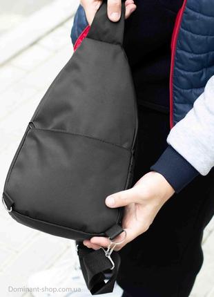 Нагрудна міська спортивна сумка слінг через плече nike gross чорна тканинна4 фото