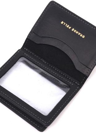 Вместительная обложка на автодокументы в винтажной коже украина grande pelle 16709 черная