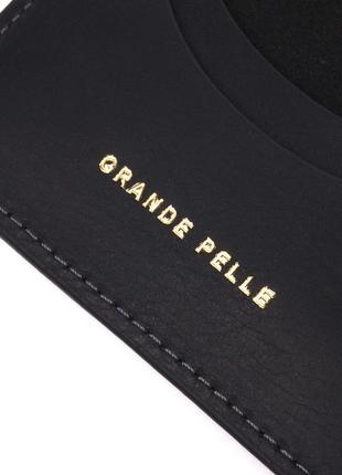 Вместительная обложка на автодокументы в винтажной коже украина grande pelle 16709 черная