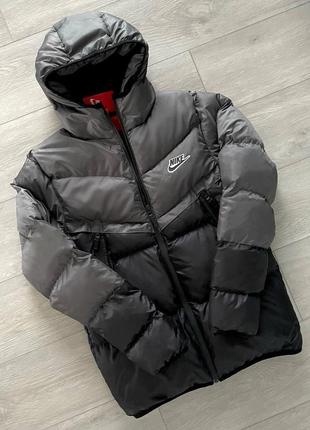 Чоловіча зимова куртка nike сіро-чорна3 фото