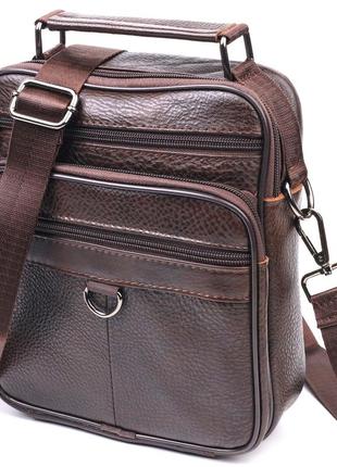 Практичная мужская сумка кожаная 21272 vintage коричневая