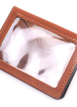 Практичная обложка на автодокументы в винтажной коже украина grande pelle 16706 светло-коричневая2 фото
