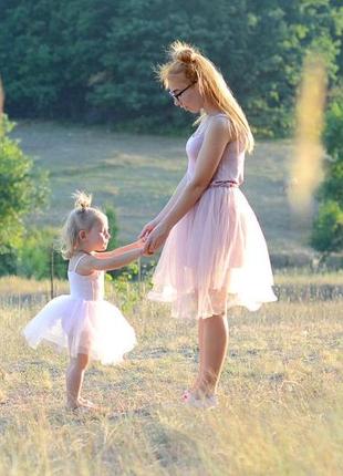 Family look фемелі цибулю рожеве плаття фатин мама донька