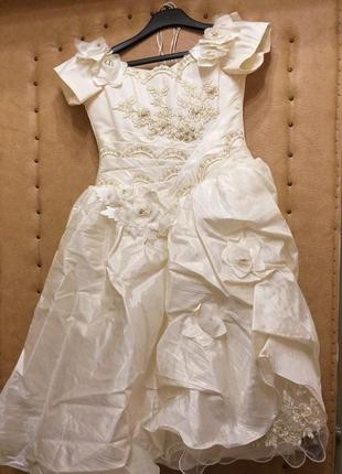 Платье бальное на девочку выпускное айвори3 фото
