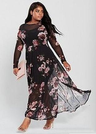 Воздушное платье сетка v by very цветочный принт