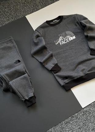 Зимний мужской спортивный трикотажный костюм на флисе the north face