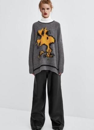 Чорні брюки розклешонні ,палаццо на флісі з нової колекції zara розмір xs,s,m