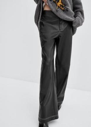 Чорні брюки розклешонні ,палаццо на флісі з нової колекції zara розмір xs,s,m2 фото