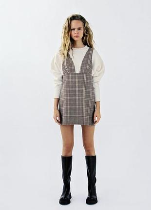 Сарафан короткий   у клітинку з нової колекції zara розмір xs,l