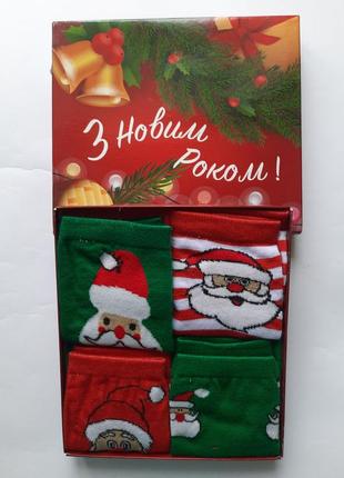 Шкарпетки жіночі новорічні набір з 4 пар в подарунковій упаковці crazy socks2 фото
