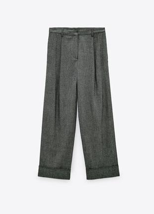 Теплі сірі вкорочені брюки dad fit з новой колекції zara розмір l4 фото