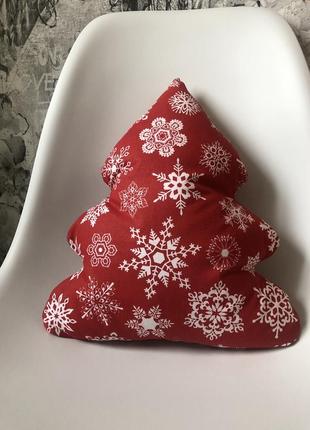 Новорічна ялинка подушка червона текстильна ялинка новий рік