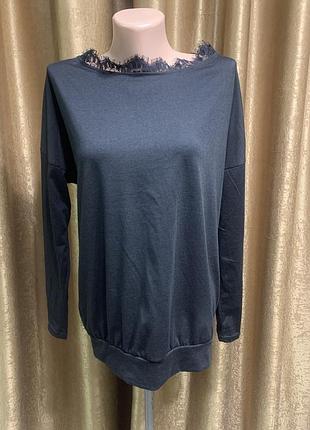 Чорна блузка в білизняному стилі з мереживом  розмір xl-xxl