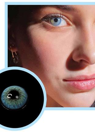 Линзы для глаз цветные голубые. хорошее перекрытие своего цвета