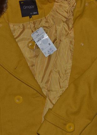 Вовняне пальто класичного крою гірчичного кольору groggy by jbc4 фото