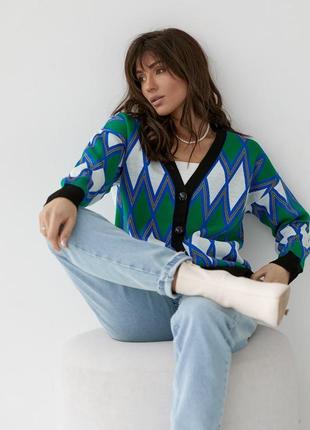 ❄️жіночий кардиган oversize у ромби❄️