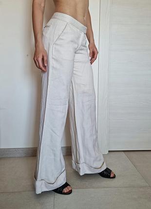 Брюки палаццо by malene birger конопляні штани-палацо беж в підлогу конопля
