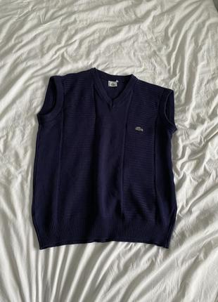 Синяя вязаная жилетка с мужского гардероба безрукавка lacoste винтаж