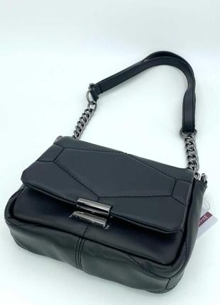 Черная маленькая женская сумка клатч через плечо модная мини сумочка кросс-боди на ремешке5 фото