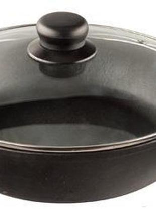 Сковорода-смаження чавунна "наша майстерня" ø 26 см зі скляною кришкою