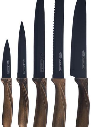 Набор кухонных ножей kamille oryen brown 5 ножей на подставке block2 фото