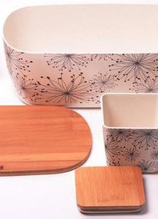 Хлебница kamille 36х20.2 из бамбукового волокна + 3 емкости для хранения