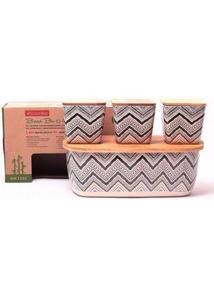 Хлебница kamille 36х20.2 из бамбукового волокна + 3 емкости для хранения