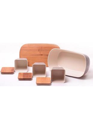 Хлебница kamille 36х20.2 из бамбукового волокна + 3 емкости для хранения