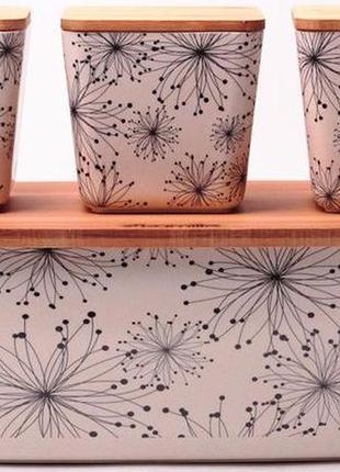 Хлебница kamille 36х20.2 из бамбукового волокна + 3 емкости для хранения