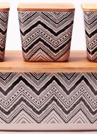 Хлебница kamille 36х20.2 из бамбукового волокна + 3 емкости для хранения