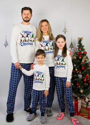 Тепла піжама новорічна, новогодняя пижама family look, новорічна піжама тепла2 фото