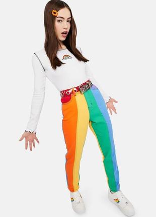 Delia*s rainbow женские разноцветные джинсы мом с высокой посадкой3 фото