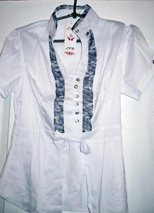 Шикарная блуза "элиза" размер 48-50, белая3 фото