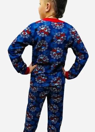 Стильная пижама для мальчиков человек паук, рост 122-128 см, с начесом, пижама детская теплая2 фото