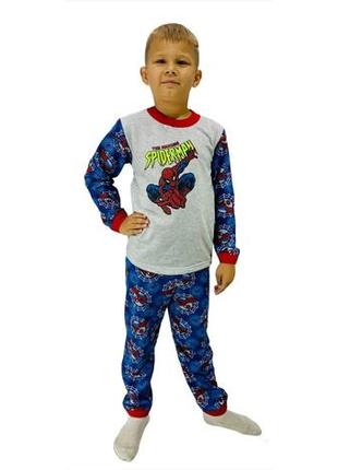 Стильная пижама для мальчиков человек паук, рост 122-128 см, с начесом, пижама детская теплая4 фото