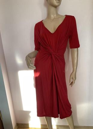 Приемне червоне трикотажне міді- плаття/xl/ brend limited collection1 фото