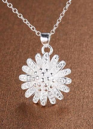 🏵️подвеска на цепи цветок в серебре 925, новая! арт.109425