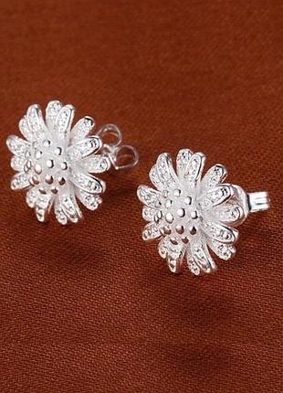 🏵️серьги в серебре 925 цветы, новые! арт. 109425