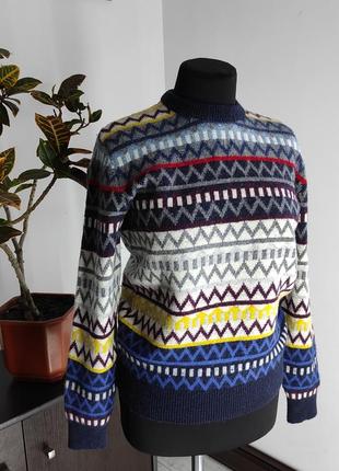 Теплий зимовий кольоровий джемпер светер від gap із шерсті ягняти