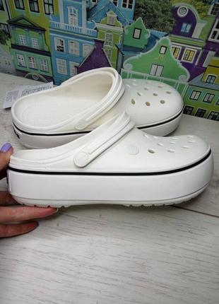 Кроксы на платформе crocs crocband platforma белые крокси жіночі на високій підошві білі