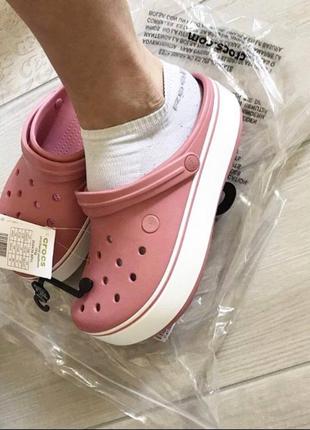 Кроксы на платформе crocs crocband platforma розовые пудровые2 фото