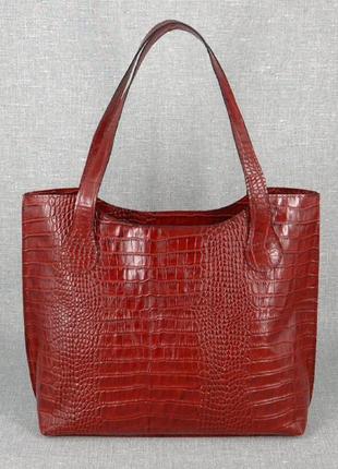 Шкіряна темно-червона жіноча сумка під крокодила, кольори в асортименті